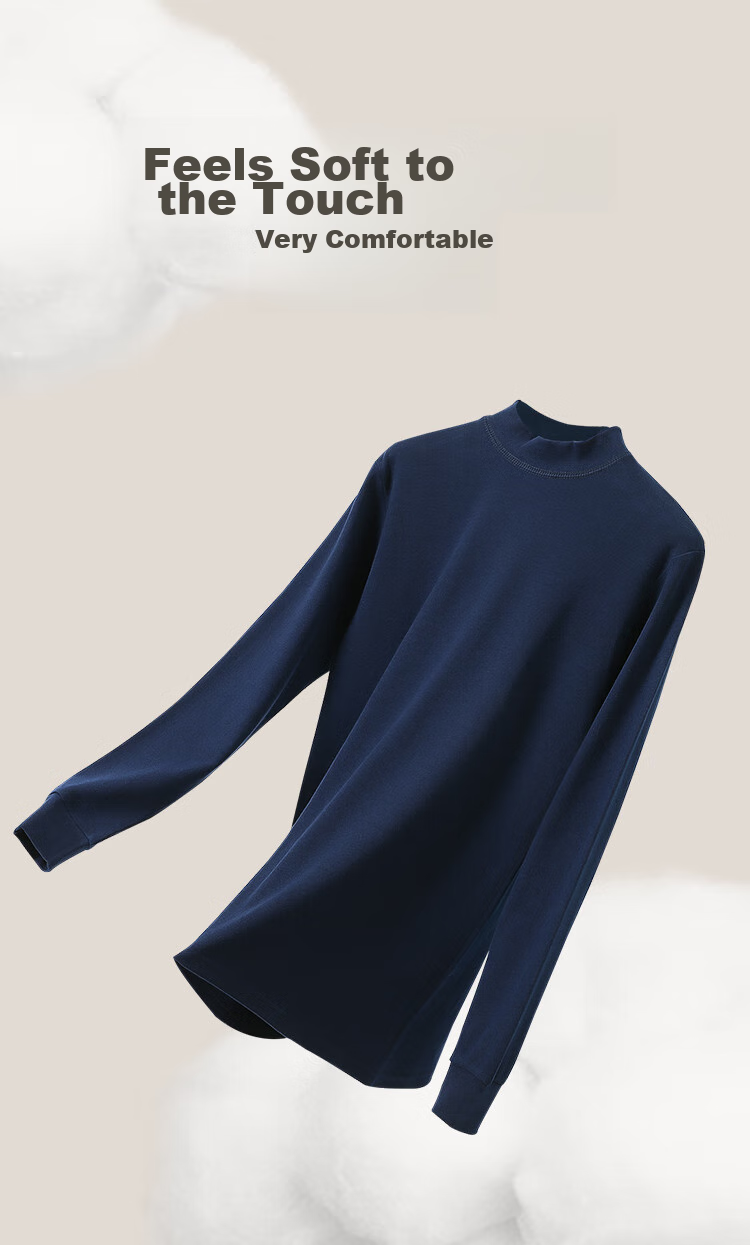 Hodo Men's Pure Cotton Thermal Underwear Set for Autumn, Semi-Turtleneck Base Layer for Middle-Aged And Elderly Men, Navy Blue, Size 185/110 6