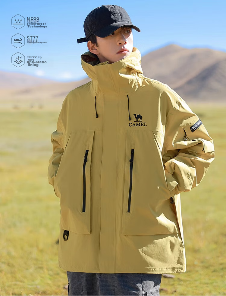 CAMEL Outdoor Jacket Three-In Unisex Coat, Heavy Rain-Resistant Waterproof Windproof Mountaineering Wear A34CA18673 2