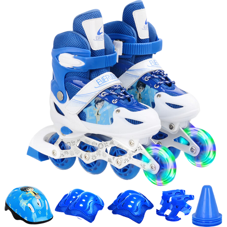 EVERVON Roller Skates for Children, Inline Skates for Boys And Girls, Roller Skates with Protective Gear And Helmet, Size S, Suitable for Sizes 31-34