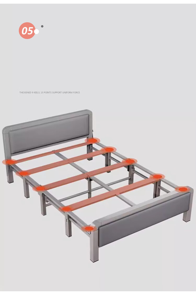 L&S Folding Bed Single Bed Office Nap Bed Home Care Bed Hard Board Bed BGC856 All Gray 120cm 11