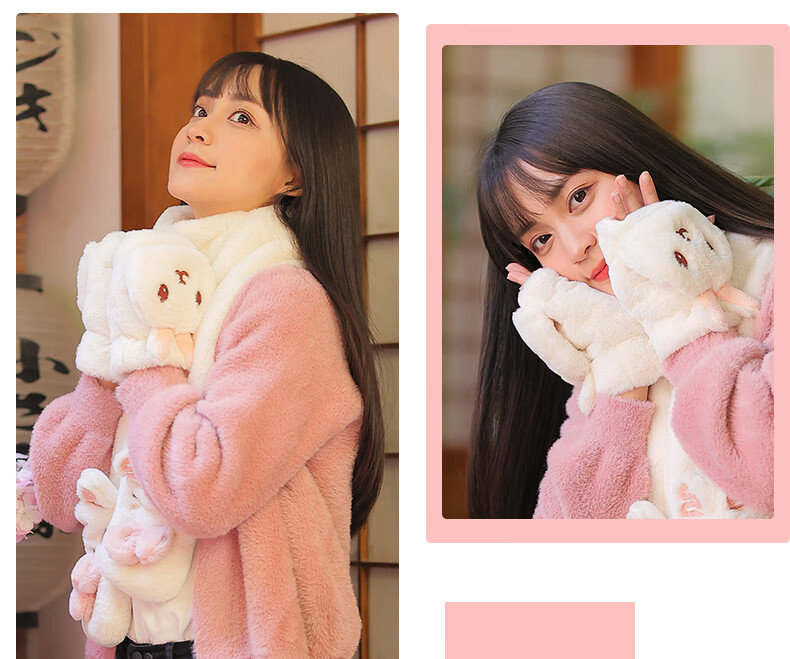 677888 Flip-Top Gloves for Women, Winter Student Cute Cycling Warm Half-Finger Christmas Gift for Girls Birthday Present 18