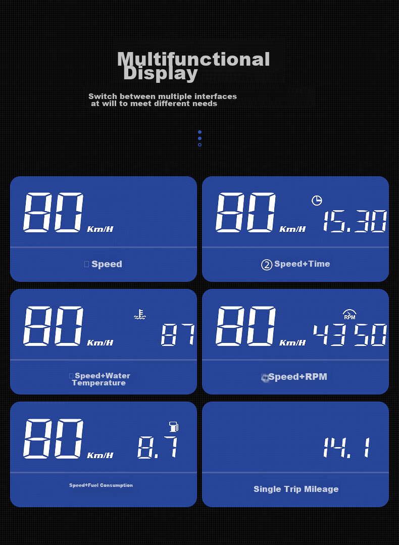 Zianpingxian (ActiSafety) H400S Blue And White HUD Head-Up Display, In-Car OBD Driving Computer, Floating Display 10