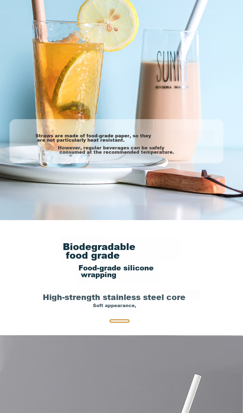 MENGTING Disposable Straws Individually Wrapped, Children's Paper Straws Food-Grade Biodegradable, 200 Pieces 7893 3