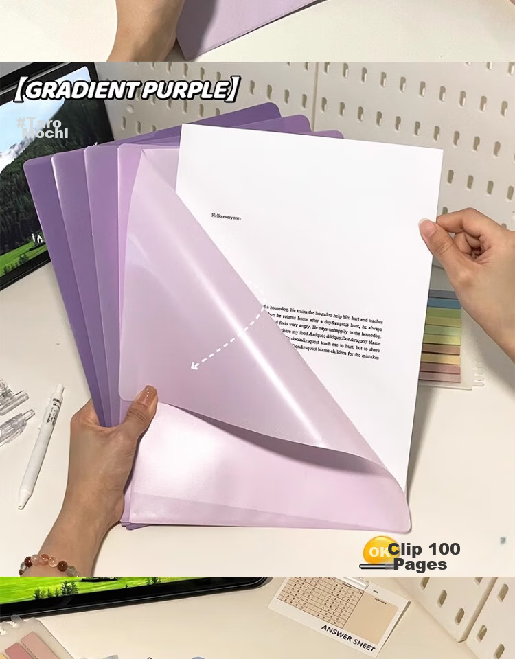 Shaonianban File Folder, Two-Page Document Holder for A4 Gradient Single Sheet, Office Stationery, Single Page Exam Paper Storage Bag, L-Shaped Waterproof Single Sheet Exam Paper Folder, Storage Folder, Green, Pack of 5 21
