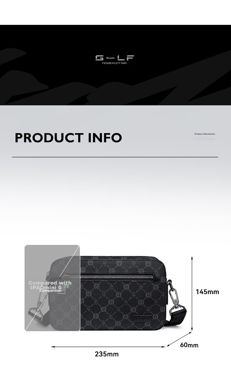 GOLF Shoulder Bag for Men, Printed Crossbody Bag with Multiple Compartments for IPad And Phone, Water-Resistant Business Commuter Bag 12