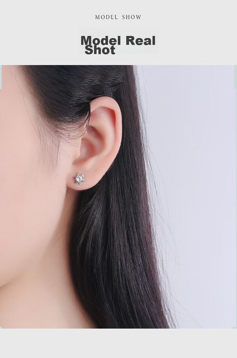 MANHE S925 Silver Stud Earrings for Women, Snowflake Earrings, New Style for 2026, Jewelry Gift for Wife's Birthday, Present for Female Friends 9