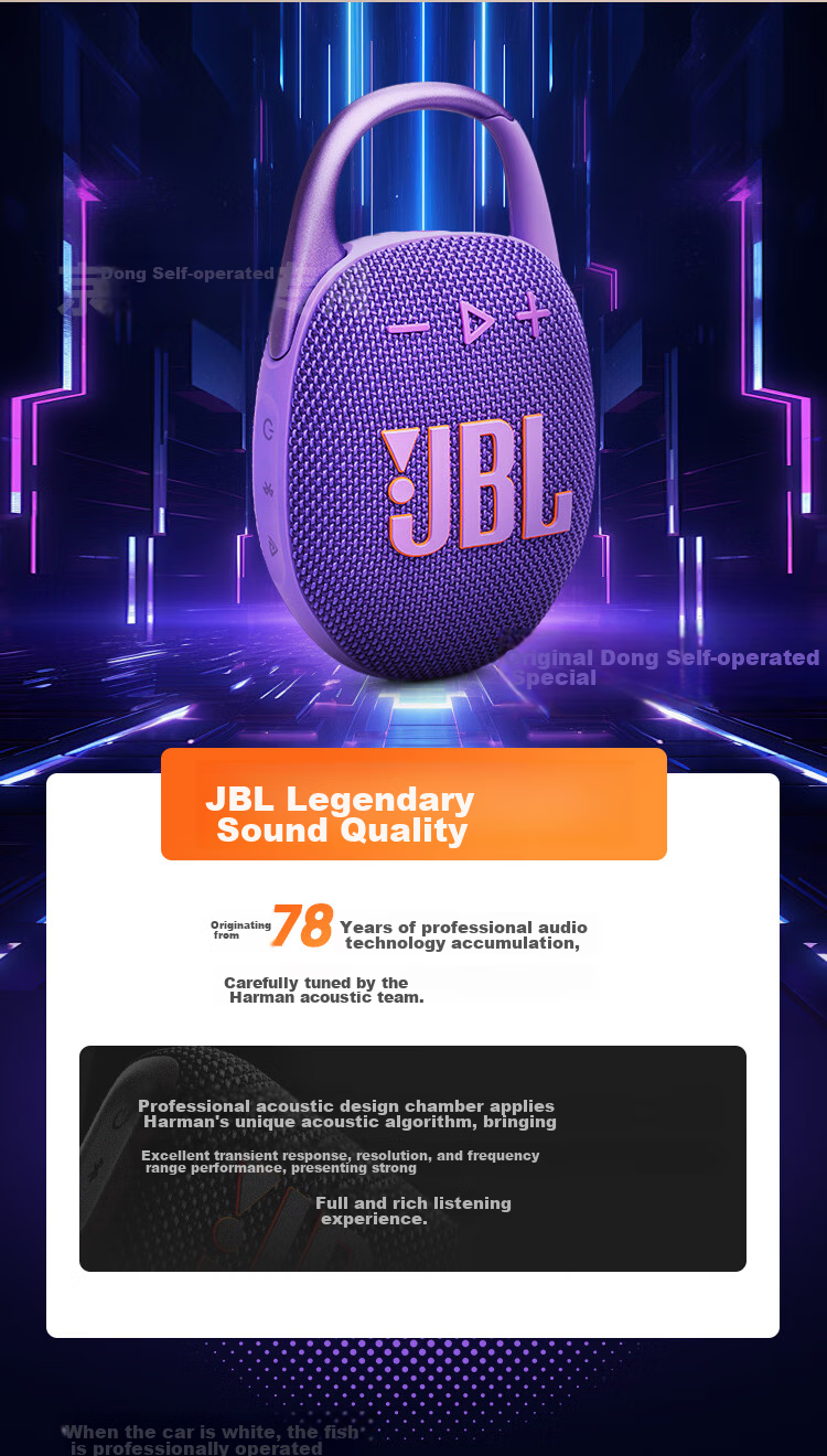 JBL CLIP5 Music Box Fifth Generation, Bluetooth Speaker, Outdoor Portable Speaker, Waterproof Speaker, Clip-On Speaker, Recommended for Shopping, Travel Gift Companion, Moonlight White 5