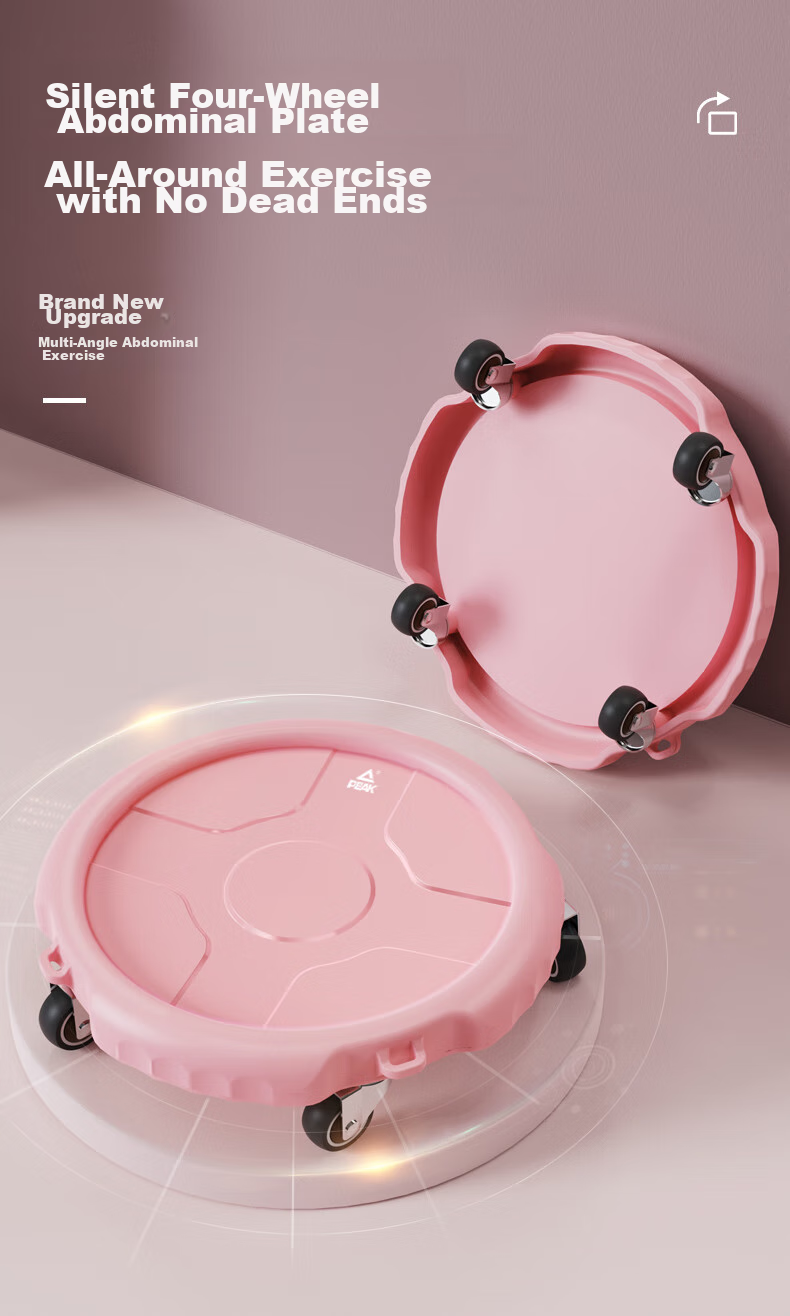 PEAK Ab Roller Exercise Equipment Four-Wheel Sliding Disc for Home Use, Abdominal Workout Roller J92301 Pink 1