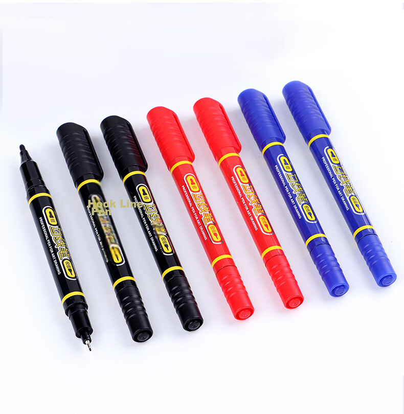 BAOKE MP2906 Double-Ended Water-Based Fine Liner Pen for Art Drawing, Black, 12 Pens/Box 2