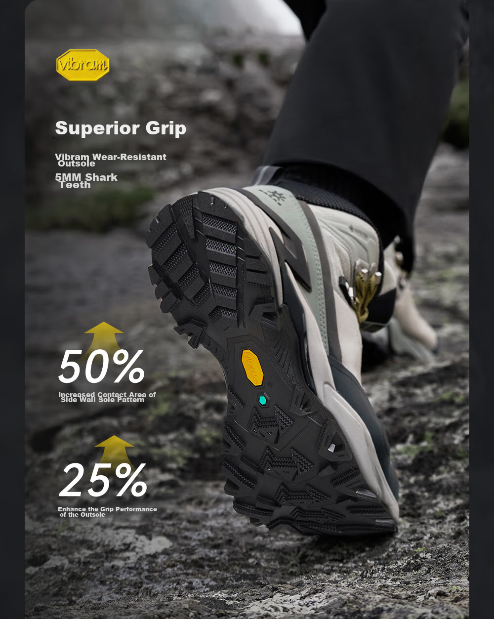 KAILAS MT5-3 Men's Mid-Top Hiking Boots, GTX Waterproof, Non-Slip, Shock-Absorbing, Heavy-Duty Trekking Shoes 3