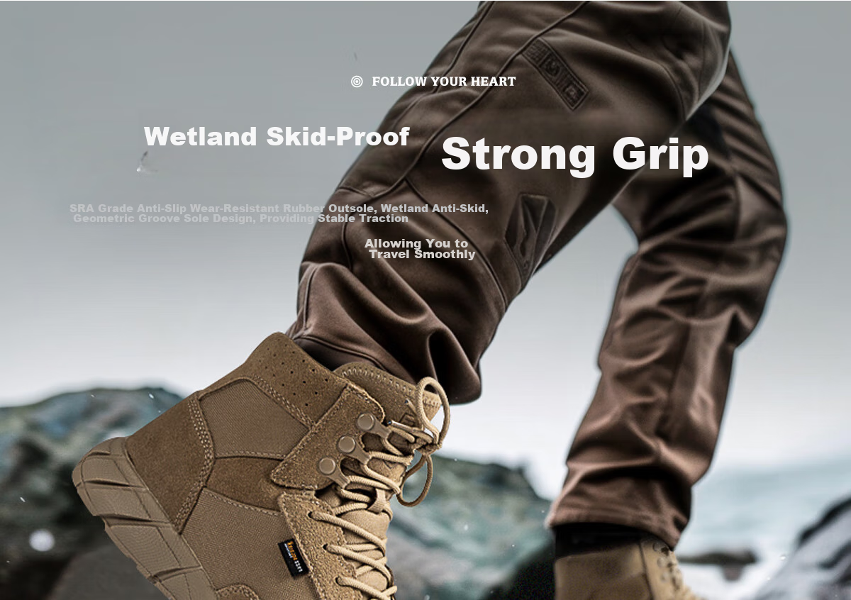 Free Soldier Mid-Top Hiking Boots for Men And Women, Outdoor Wear-Resistant Non-Slip Trekking Climbing Sandproof Breathable Desert Boots, Sand Color, Size 40 10