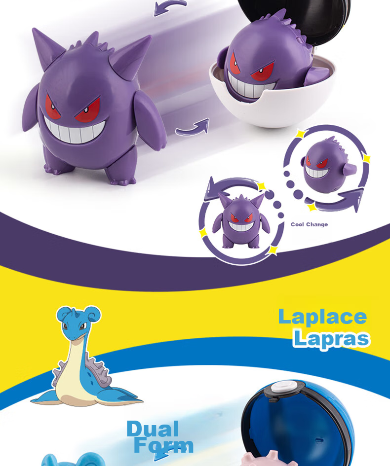 ZhuangChen Pokemon Pokeball Transforming Toy, Pikachu Six-In Cool Birthday Gift 6