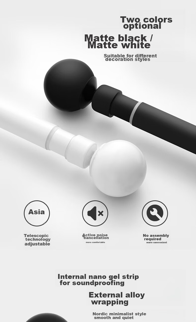 Mutang Extendable Curtain Rod, Roman Blinds Track, Top-Mounted Drilling, Thickened Aluminum Alloy Curtain Rod, 1.68-3.06M 5