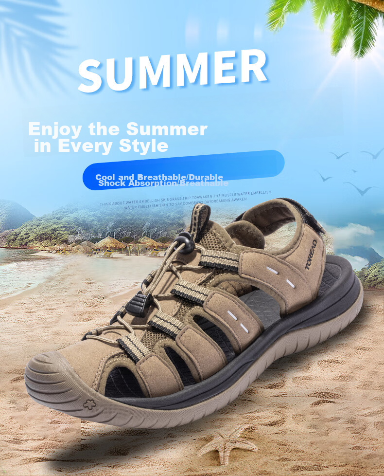 TOREAD Men's Beach Shoes, Lightweight Non-Slip Comfortable Breathable Closed-Toe Sandals, Outdoor Sports Water Shoes TFGGCM81990 1