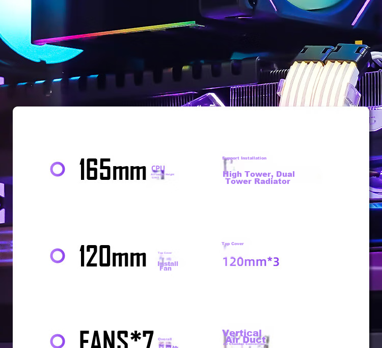 Aigo Starry Sky White ATX Gaming Desktop Computer Case with Dual 360mm Water Cooling Support, 9.6-Inch HD Screen, 270° Panoramic View, And 5090 Graphics Card 10