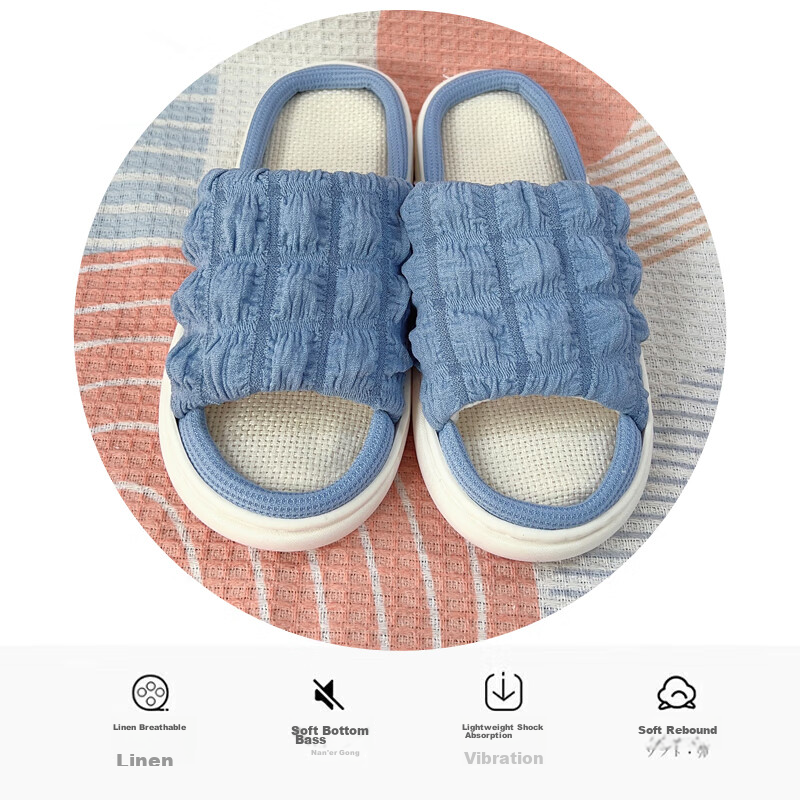 Langsha Linen Slippers for Women, Outdoor Wear, Internet Celebrity Style, 2023 Home Thick-Soled Versatile Non-Slip Cute Household Cotton And Linen Slippers for Wome 1