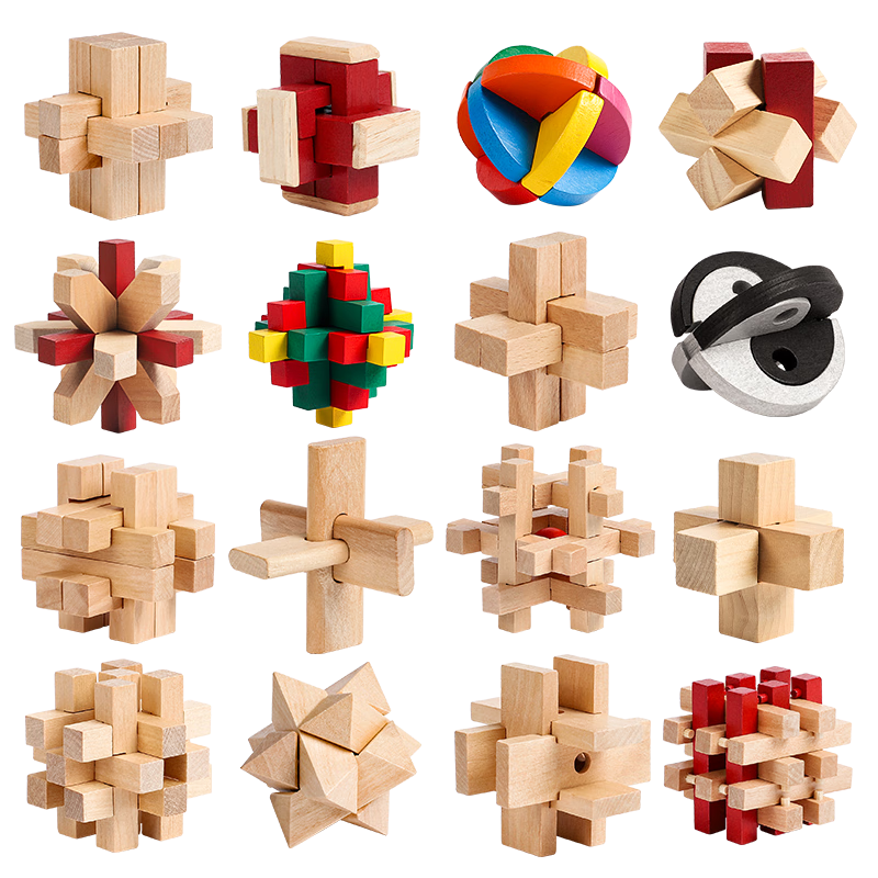 Hongke Luban Lock 16-Piece Set Children's Educational Toy 6-Year-Old Kongming Lock Boys Birthday Gift 8-12 Years Thinking Training