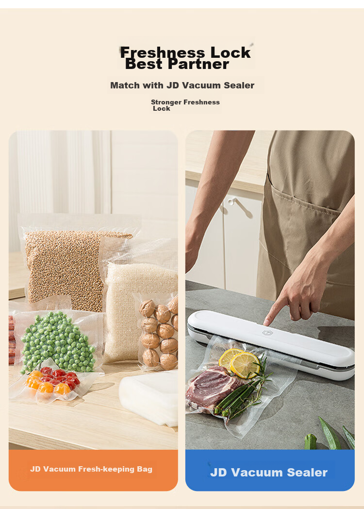 JD Original Vacuum Bags, Vacuum Sealing Machine, Vacuum Compressed Sealing Bags, Thickened Mesh, 20*30cm (60 Pieces) 12