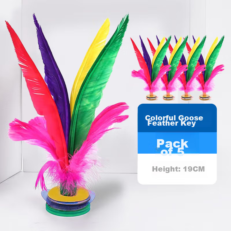 Duweike Large Goose Feather Shuttlecock with Colorful Competition Design, Tendon Sole, Flower Key Pattern, Children's Shuttlecock Set of 5
