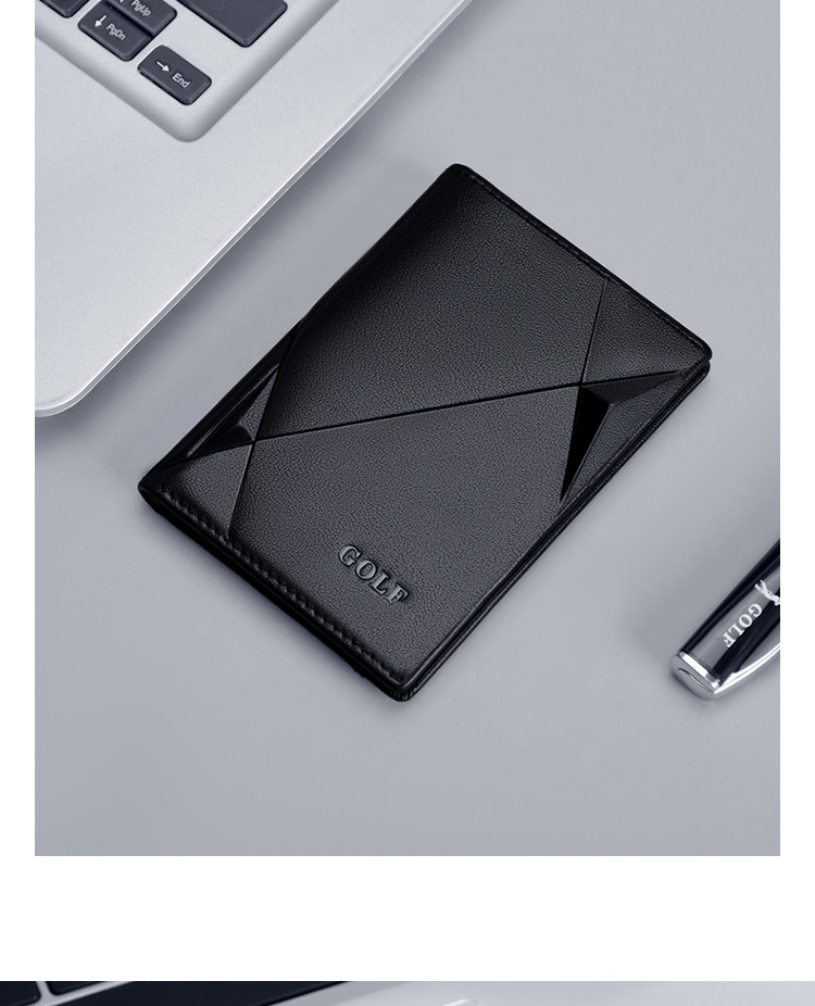 GOLF Top-Grain Leather Card Holder for Men with Multiple Card Slots, Bank Card Holder, Slim Leather Case for Cards, Vertical Style Small Wallet 14