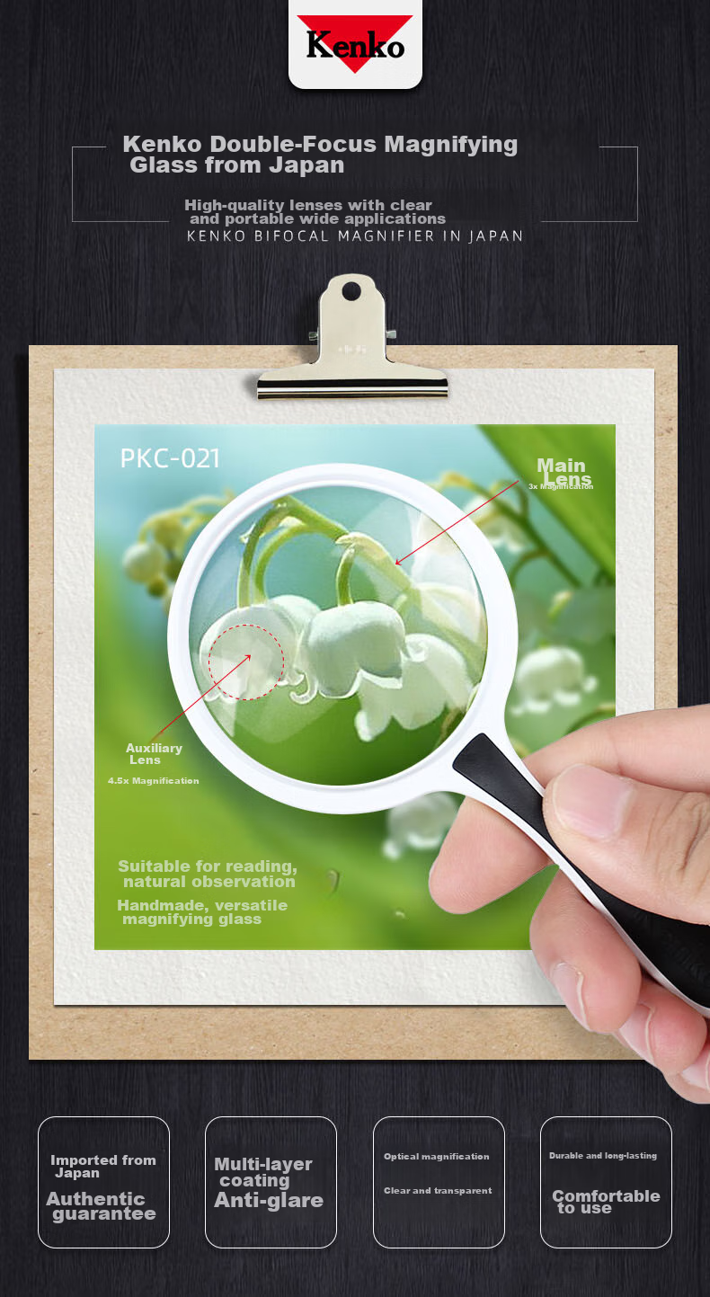 KENKO Japanese Handheld Reading Magnifier (With Auxiliary Magnifier) PKC-025 3