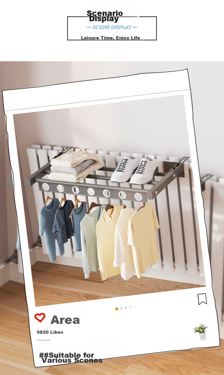 SHULIANG Retractable Clothes Drying Rack for Balcony, Home Use, Outdoor Drying Solution, Indoor Coat Hanger, Length 40CM 4