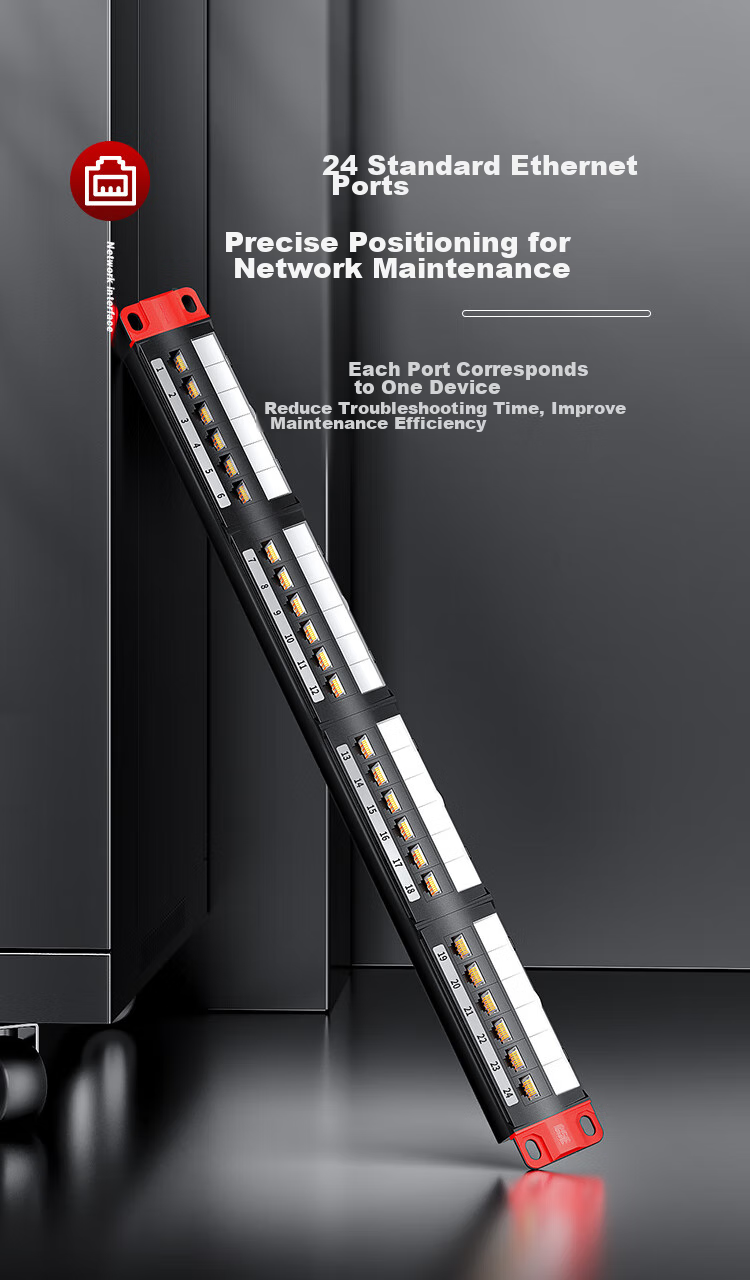 AMPCOM Patch Panel with 24 Ports, Cat5e Network Cable Patch Panel, 1U Rack-Mounted CAT5E Network Patch Panel, 15U Gold-Plated Xuerke Test AMCAT5E1924 5