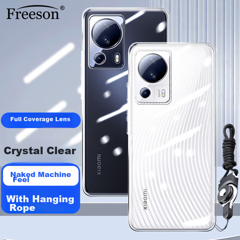 Чехол Freeson для Xiaomi Civi 2, прозрачный, противоударный, с кольцом-держателем и ремешком