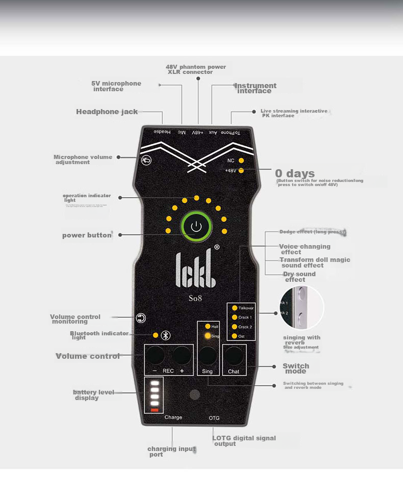 Ickb DBS Sound Card, Paul Capacitor Microphone Set, Mobile Phone Live Streaming, Computer Douyin Kuaishou Universal Host Singing, Quanmin K Song Recording, Live Streaming Equipment Complete Set with Microphones 18