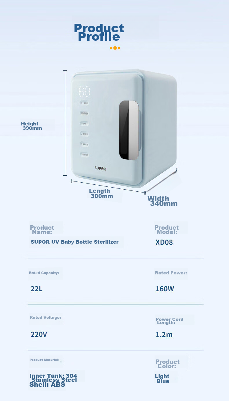 SUPOR Disinfection Cabinet for Baby Bottles with Drying Function "Best-Selling Product" 28 LED Beads + 22L + Plasma TXD01 19