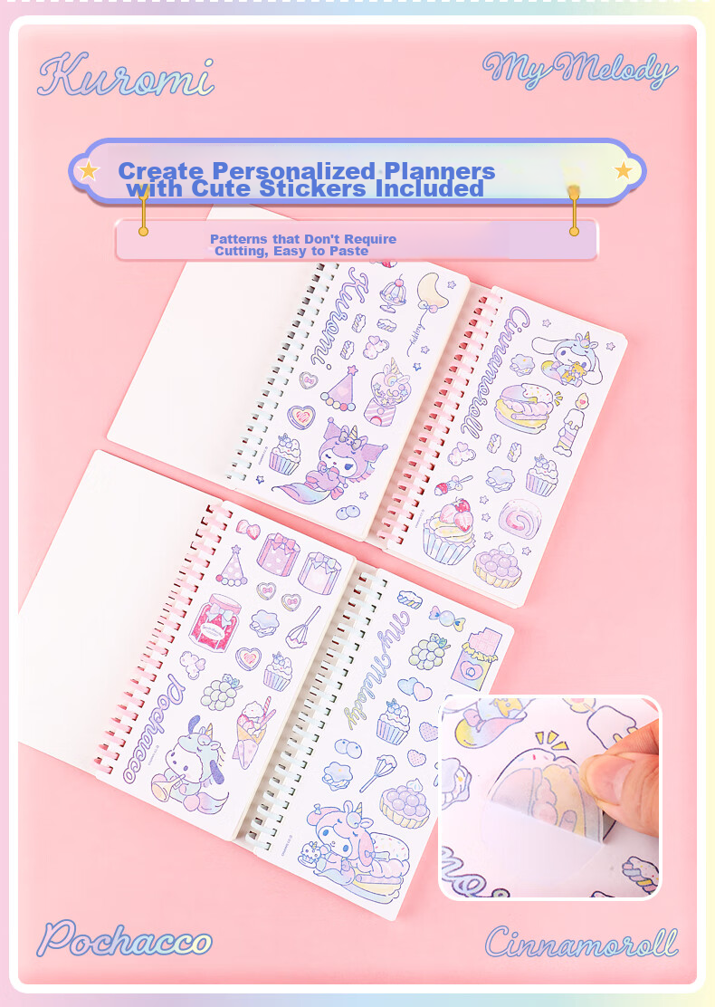 GuangBo X Sanrio Collaboration Standing Spiral Notebook, Mini Notebook, Pocket Notebook, High-Quality Planner, Journal, Diary, 75*105mm/80 Sheets, Banrenyu KT81408 7