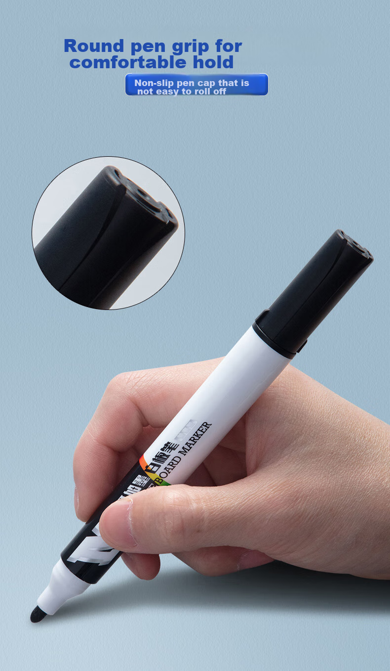 M&G Stationery Erasable Whiteboard Markers Easy to Erase D10 Value Edition Single-Tip Office Meeting Pen Refillable Black 10 Pcs/box AWMY2201 10