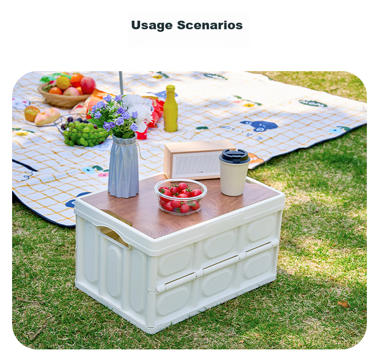 Suncojia Camping Multi-Functional Storage Box, Foldable Car Trunk Organizer with Wheels for Outdoor Picnics And Travel 6