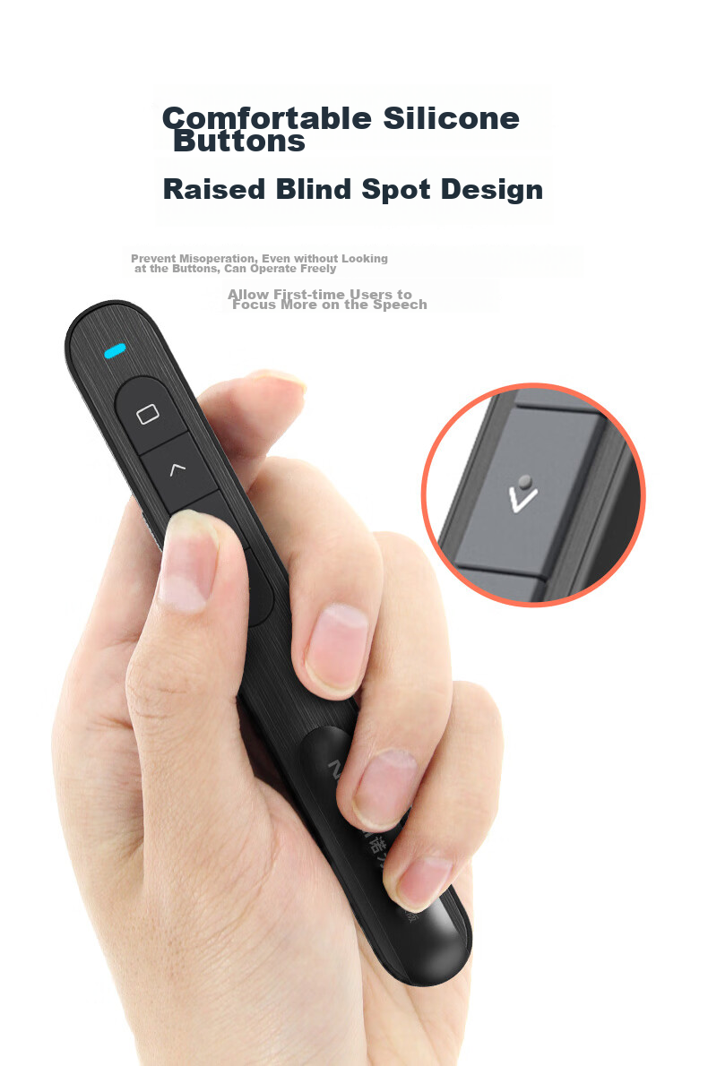NORWII PPT Remote Pointer for Teachers, 360° Laser Pointer, Adjustable Volume, Projection Pen, 100m Remote Page Turner, Wireless Presenter, N27 Red Light, Black 16