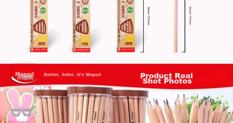 Maped Natural Wood HB Pencil, Children's Triangular Pencil for Calligraphy Practice And Sketching, Student Pencil for Correct Posture Writing And Handwriting Practice, 851251CH [50 Pieces/bucket] 16