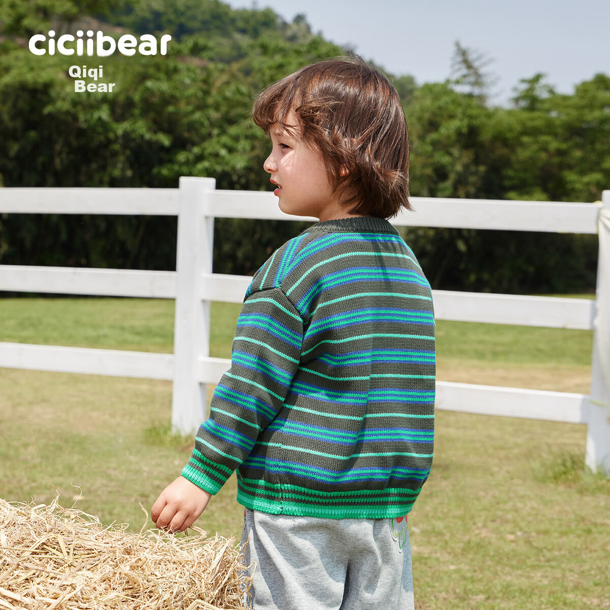 Ciciibear [Pure Cotton] Ciciibear Boys' Cardigan Sweater Spring And Autumn Style, Children's Striped Knit Sweater, Baby Autumn Long-Sleeve Jacket