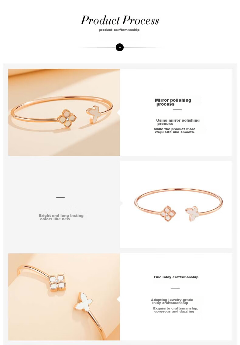 Grace Girl Original Real Diamond Four-Leaf Clover Butterfly Bracelet for Women, Rose Gold Jewelry, Anniversary Birthday Gift for Girlfriend 4