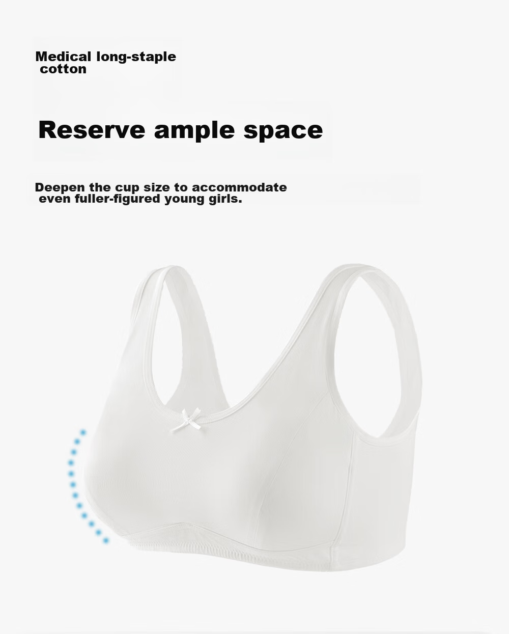 Ailier &ouluola Teenage Bra for High School Girls, Puberty Bra for 16-18 Year Olds, Three-Stage Pure Cotton Girls' Brassiere 75B 4