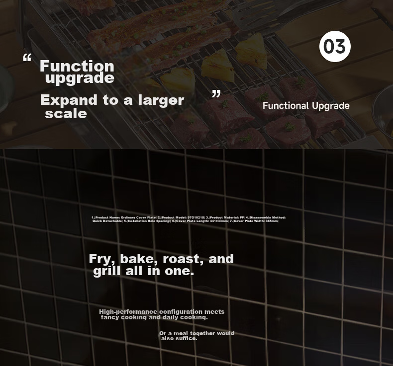 Bear Electric Grill, Home Barbecue Grill, Meat Roasting Pan, Electric Griddle, All-In Grill for Skewers And Meat, Low Smoke Emission, Fully Detachable, Suitable for 5-7 People, Q21N1 8