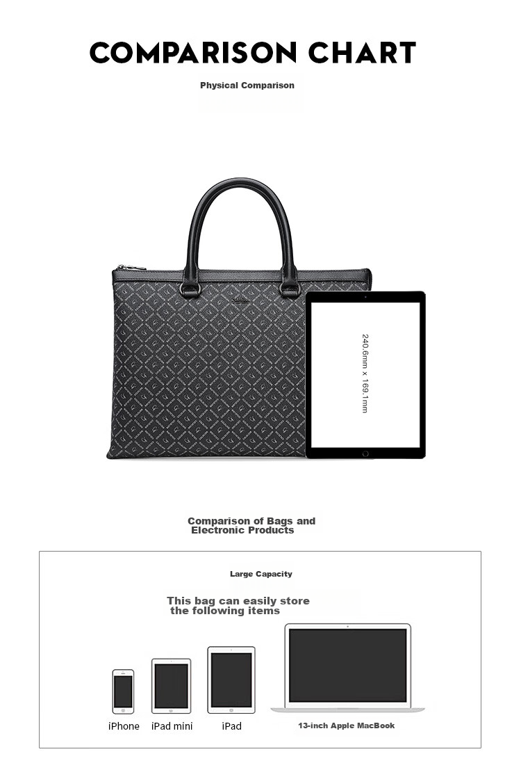 Goldlion Business Briefcase, Stylish PVC Men's Bag, Laptop Bag with Large Capacity, Horizontal Style Handbag, Birthday Gift 12