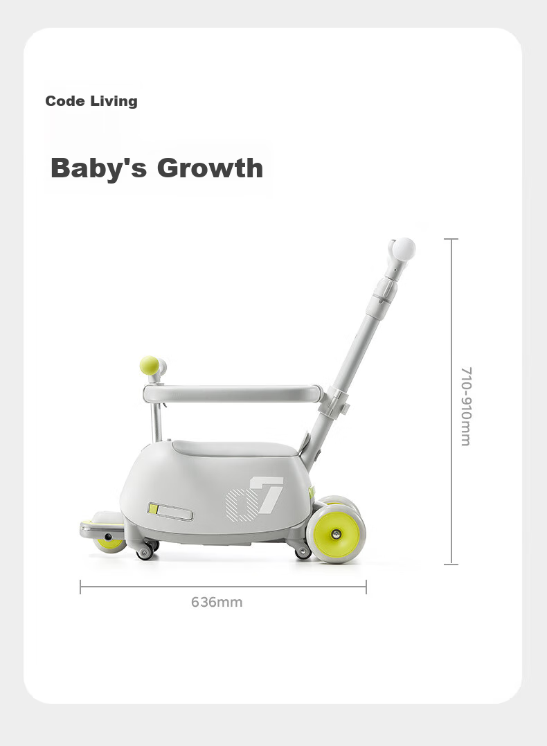 Babycare Children's Twin Scooter for Ages 1-3 Multifunctional Stroller Toy with Seat, Birthday Gift - Star Dust Gray 17