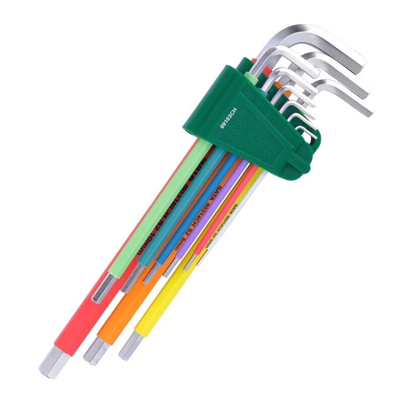 SATA Rainbow Series 9-Piece Extra Long Hex Key Wrench Set 09103CH