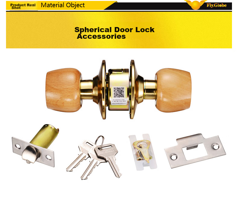 Fly.Globe Spherical Lock, Indoor Bedroom Door Lock, Beech Wood Ball Lock FQ-5831WD, Back-To Seaso 11