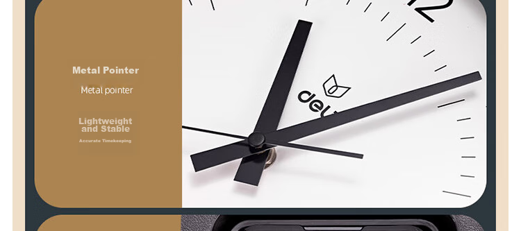 Deli Simple And Stylish Wall Clock, Bedroom Living Room Time Reminder, No Drilling Required Large Dial, Black, LE402 Back-To Seaso 38