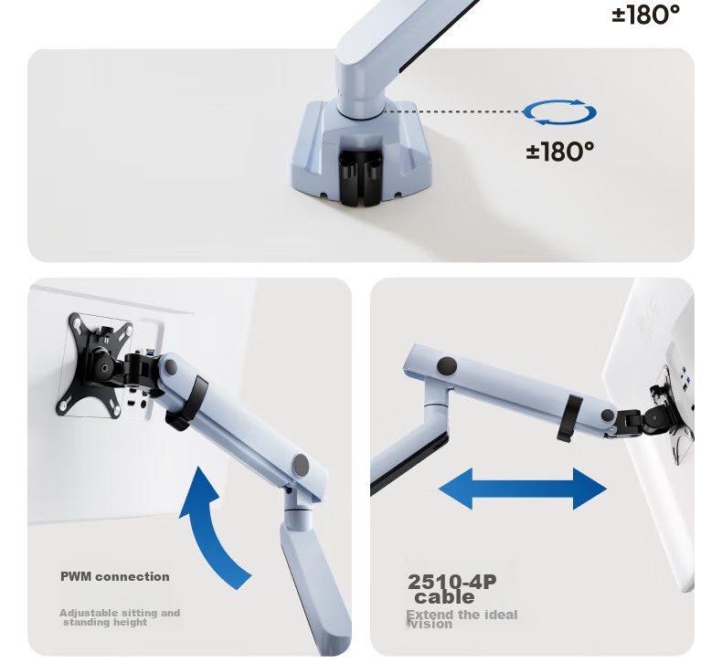 Brateck Beihu Monitor Stand, Mechanical Arm, Computer Desk Clamp Base, Heavy-Duty Screen Riser E500 Blue 17-40 Inch, Suspended Arm Bracket 9