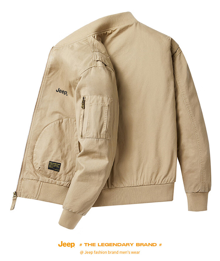 JEEP Men's Jacket, Spring And Autumn Baseball Collar Loose Casual Workwear Clothing, Blue, M 21