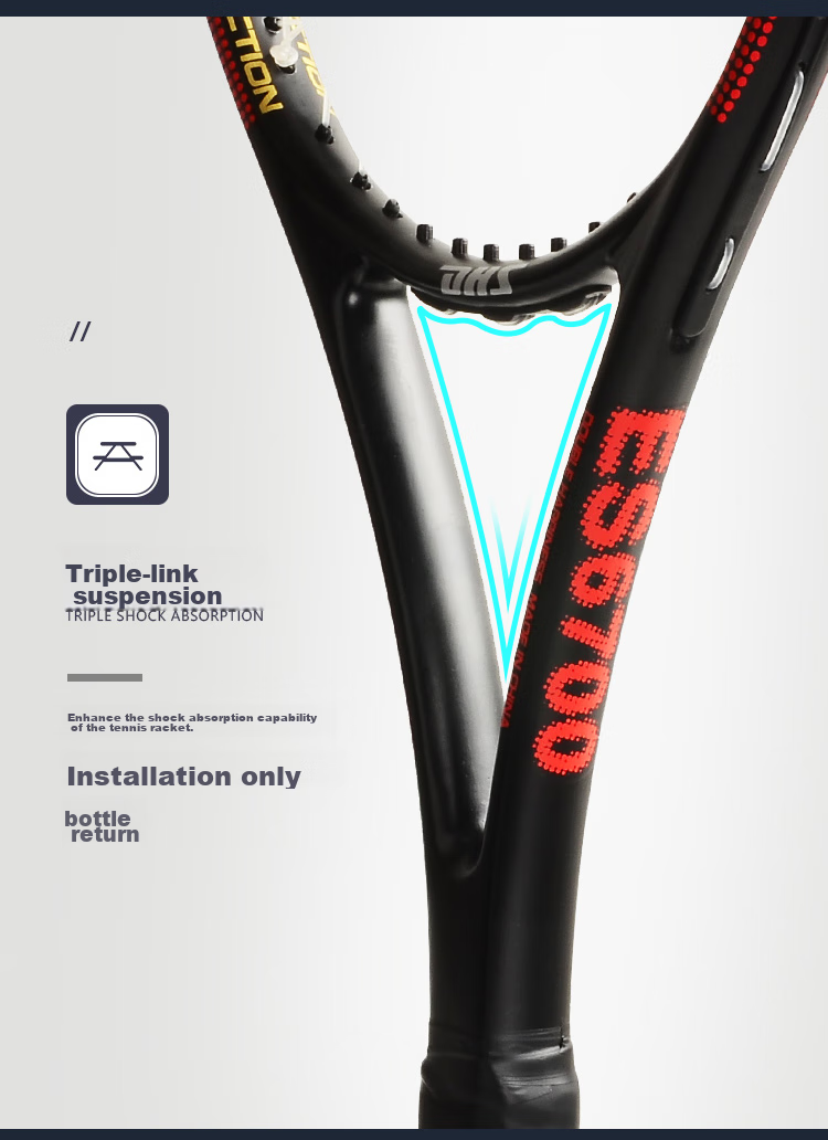 DHS Tennis Racket, Aluminum Alloy And Carbon Composite Single Racket, for Men And Women Training, Red ES6700, Comes with Three Balls 7