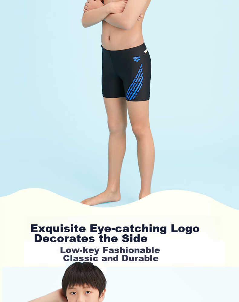 Arena Children's Swim Trunks, Boys' Youth Boxer Shorts, Hot Spring Professional Training Comfortable High-Elasticity Quick-Dry Chlorine-Resistant Swimming Trunks 3