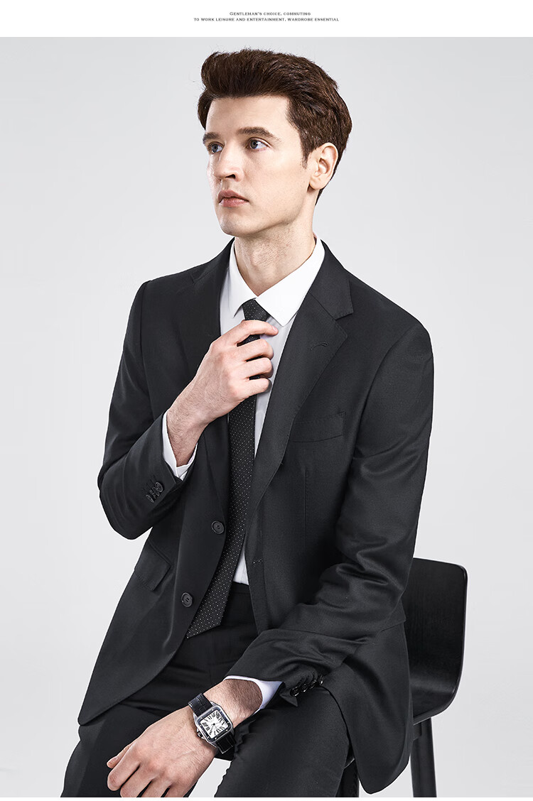 FIRS 100% Pure Wool Slim Fit Suit Professional Formal Business Groom Wedding Suit Men 7