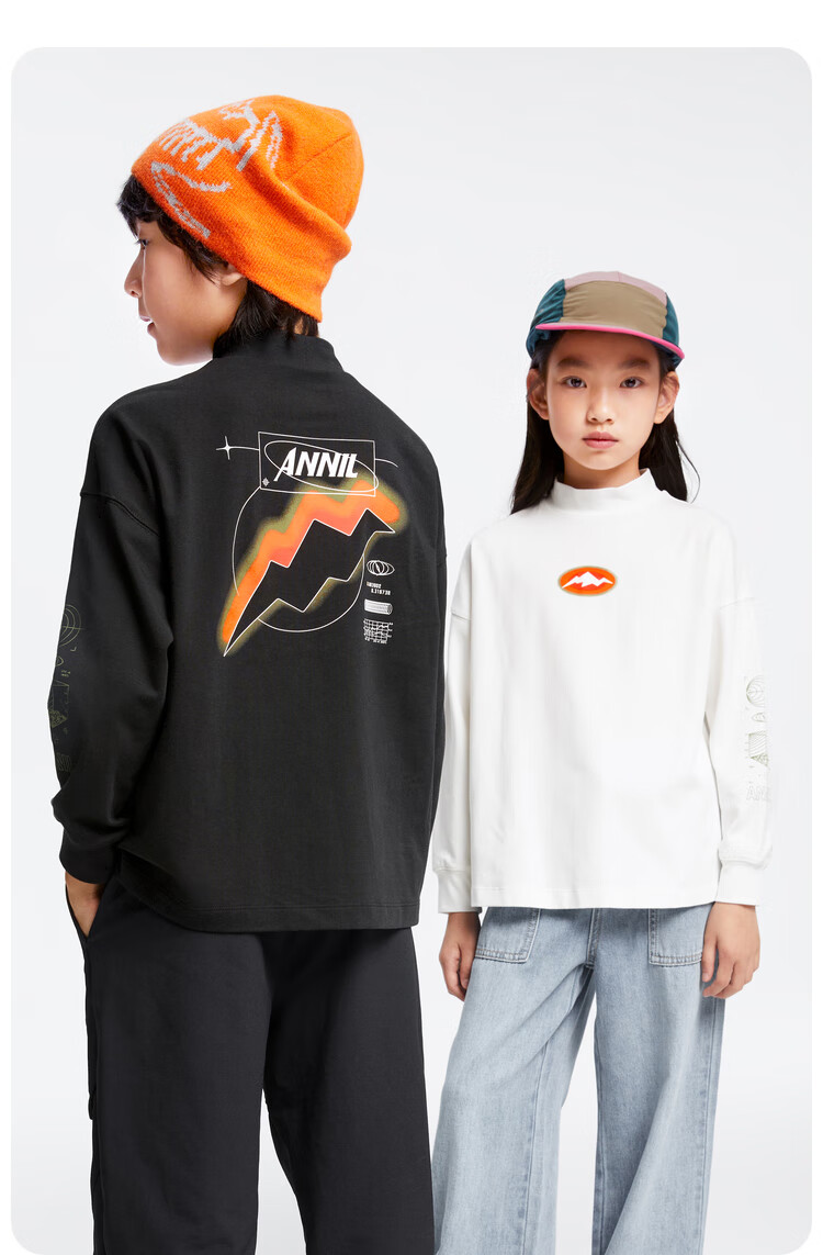 Annil Children's Clothing, Boys And Girls Mid-Neck Long-Sleeve Knit Sweater, 2024 Autumn New Style, Black, Size 120 6